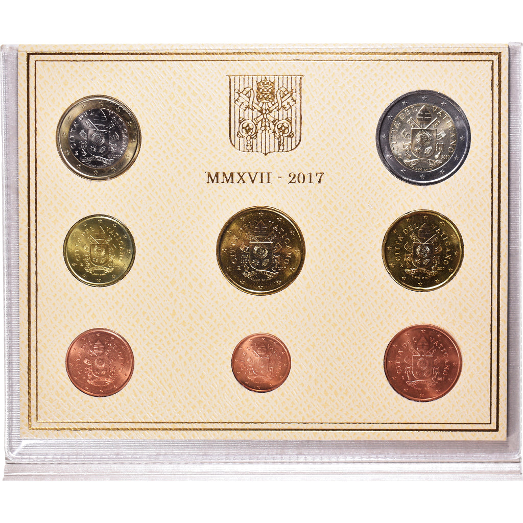Vatican, 1 Cent to 2 Euro, Le Pape François, 2017, Rome, BU, MS(65-70)
