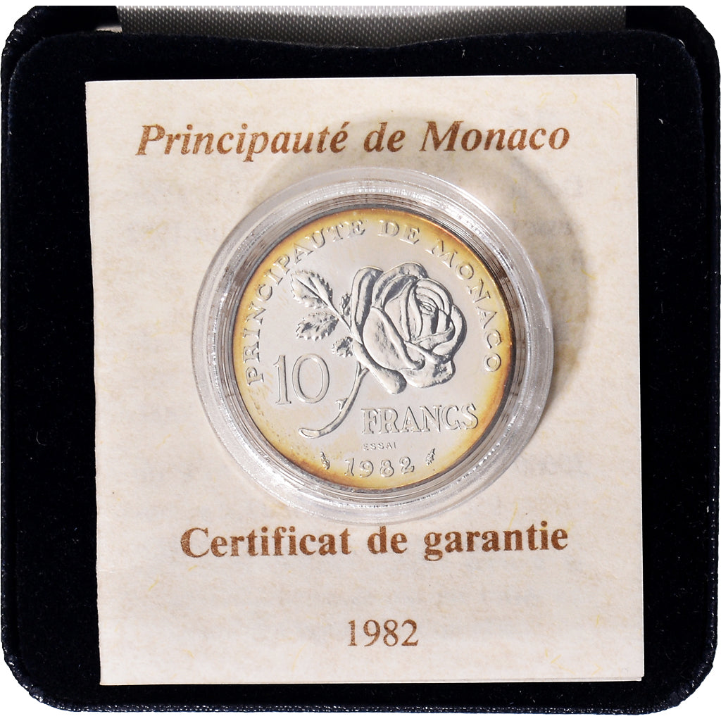 Coin, Monaco, Princesse Grace, 10 Francs, 1982, ESSAI, MS(65-70), Silver