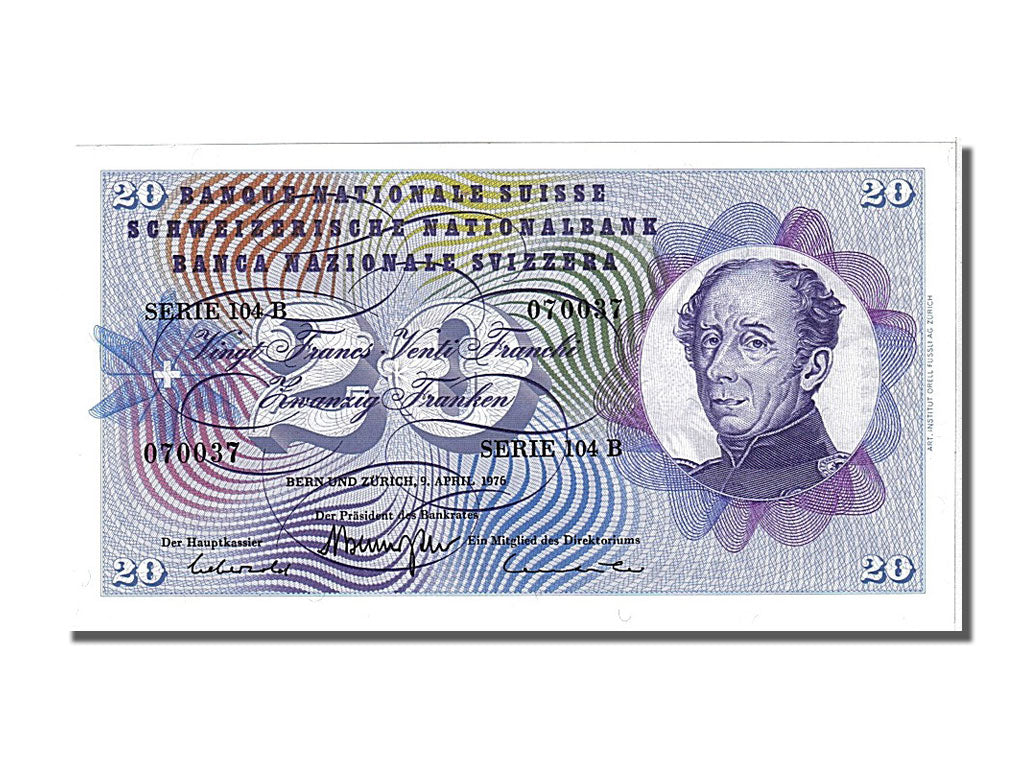 Switzerland, 20 Franken, 1976, KM #46w, 1976-04-09, UNC(65-70), 104B