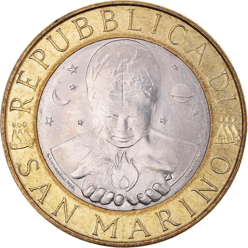 Moneda, San Marino, 1000 Lire, 2000, Rome, MBC, Bimetálico, KM:405