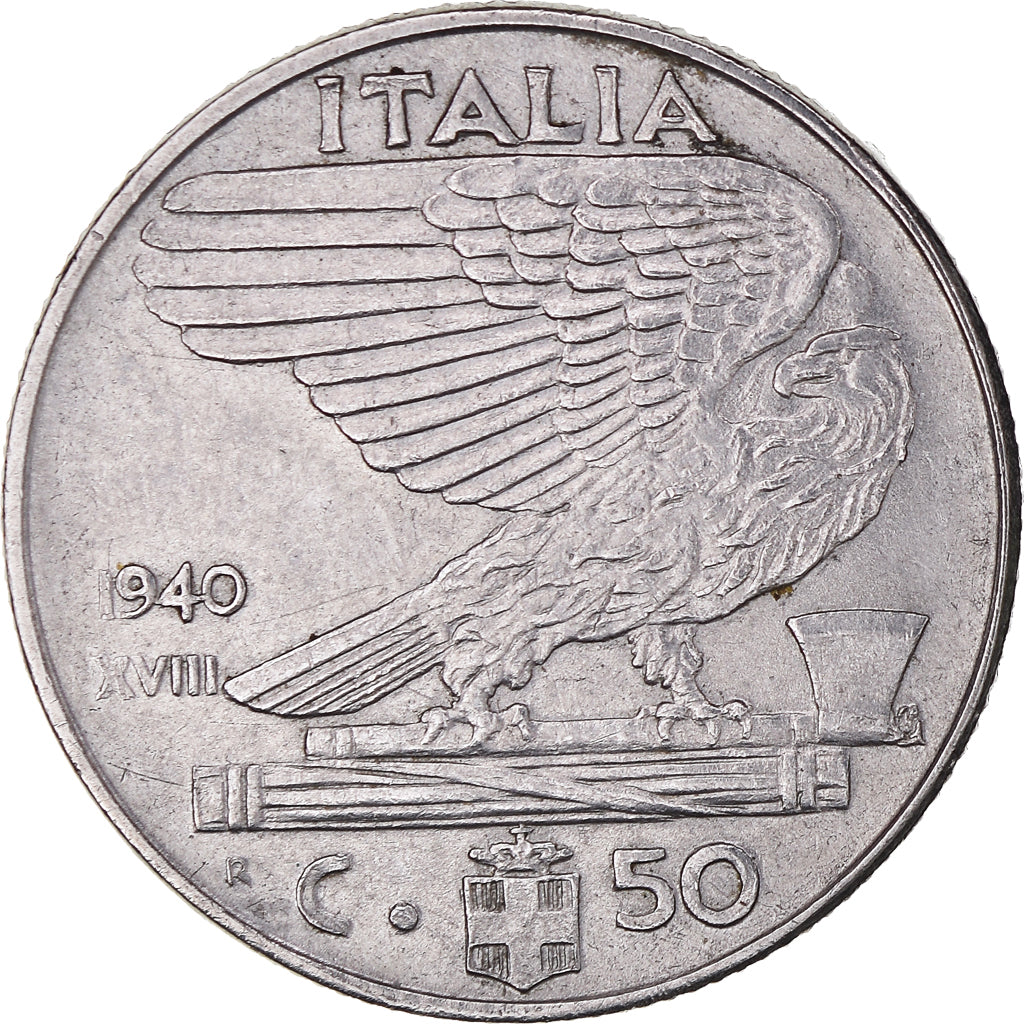 Moneta, Italia, Vittorio Emanuele III, 50 Centesimi, 1940, Rome, MB+, Acciaio