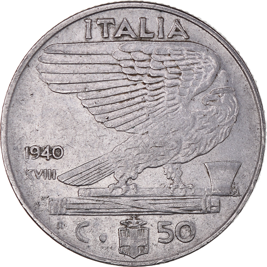 Monnaie, Italie, Vittorio Emanuele III, 50 Centesimi, 1940, Rome, TB, Acier