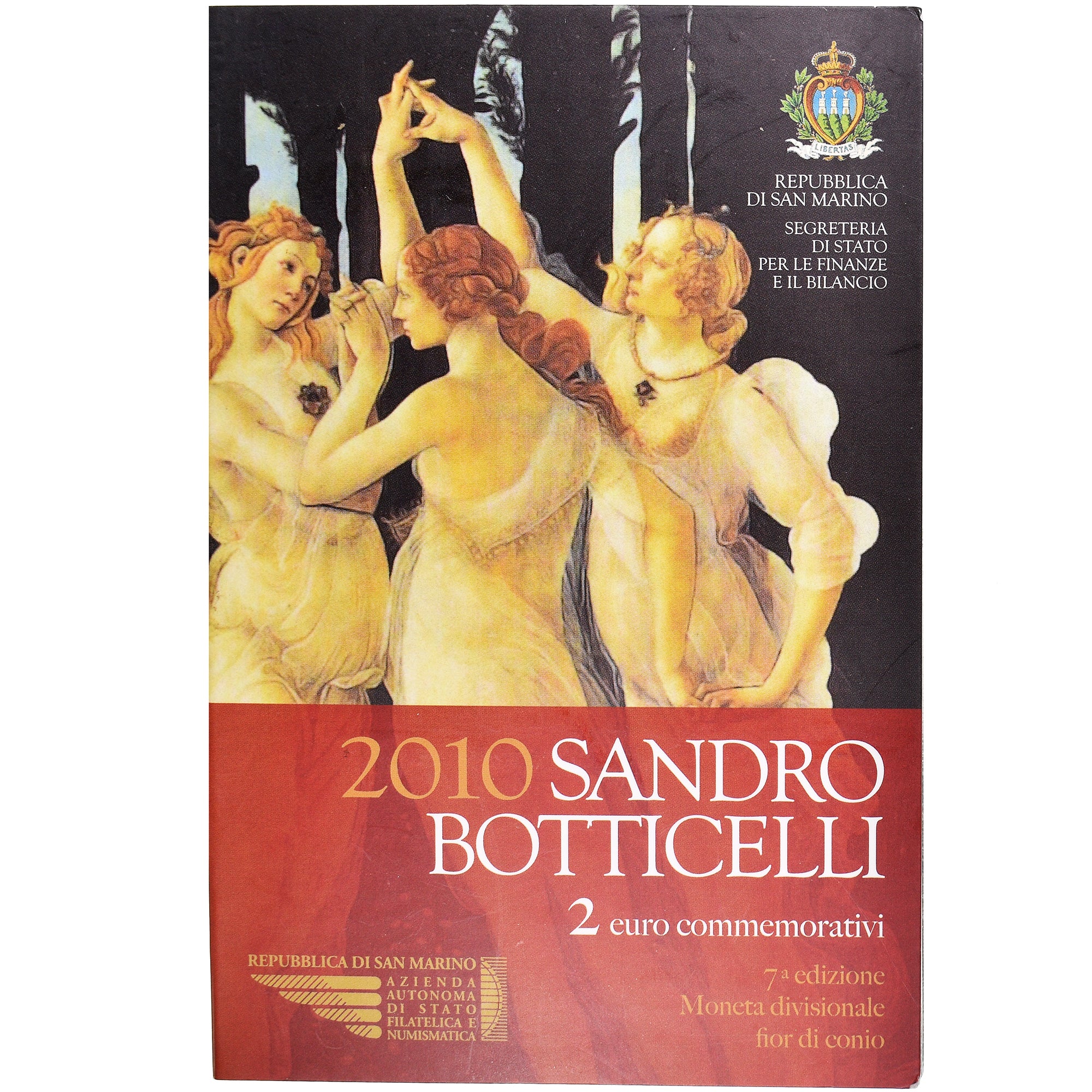 San Marino, 2 Euro, 2010, Sandro Botticelli., MS(65-70), Bi-Metallic