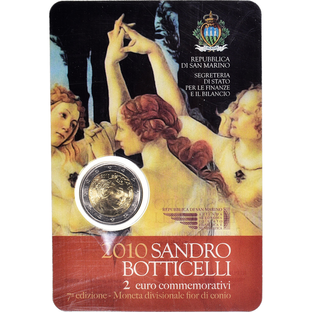 San Marino, 2 Euro, 2010, Sandro Botticelli., MS(65-70), Bi-Metallic