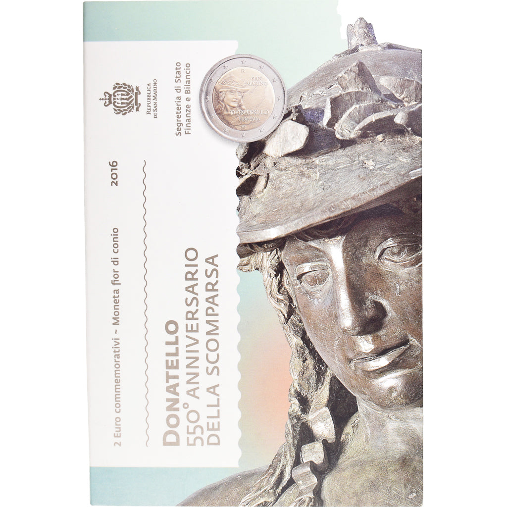Saint Marin , 2 Euro, 2016, DONATELLO 550 °anniversario della Scomparsa, FDC