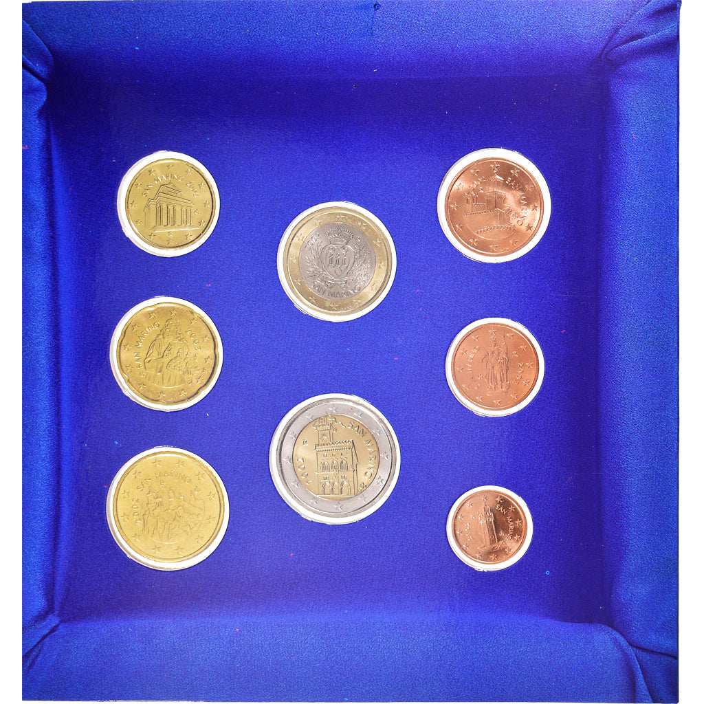 San Marino, 1 Cent to 2 Euro, 2002, Set Euro, MS(65-70)