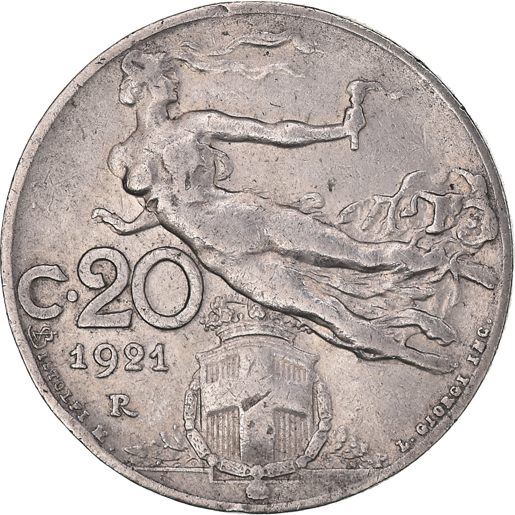 Moneta, Italia, Vittorio Emanuele III, 20 Centesimi, 1921, Rome, MB, Nichel
