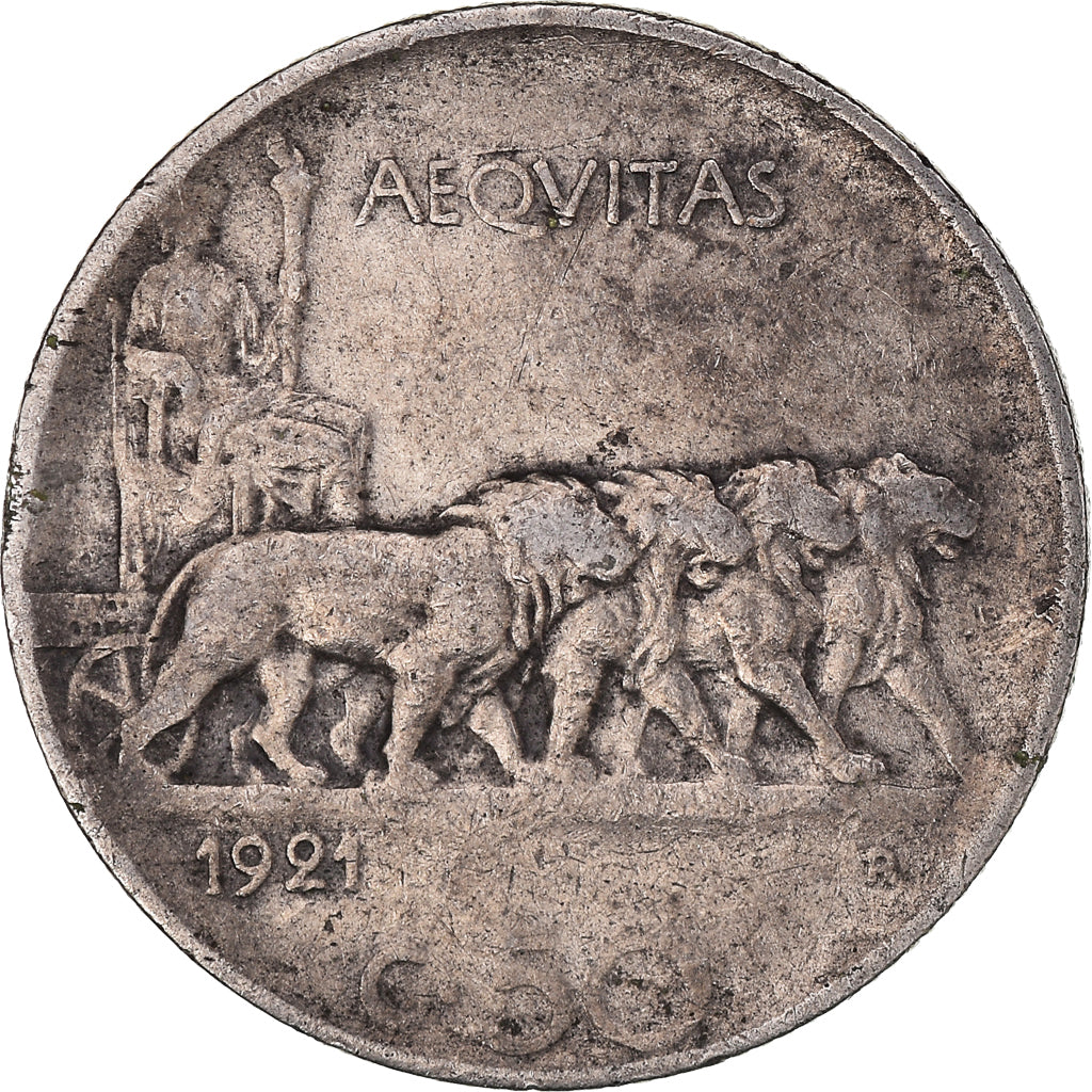 Coin, Italy, Vittorio Emanuele III, 50 Centesimi, 1921, Rome, VF(20-25), Nickel