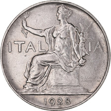 Moneta, Włochy, Lira, 1928, Rome, EF(40-45), Nikiel, KM:62
