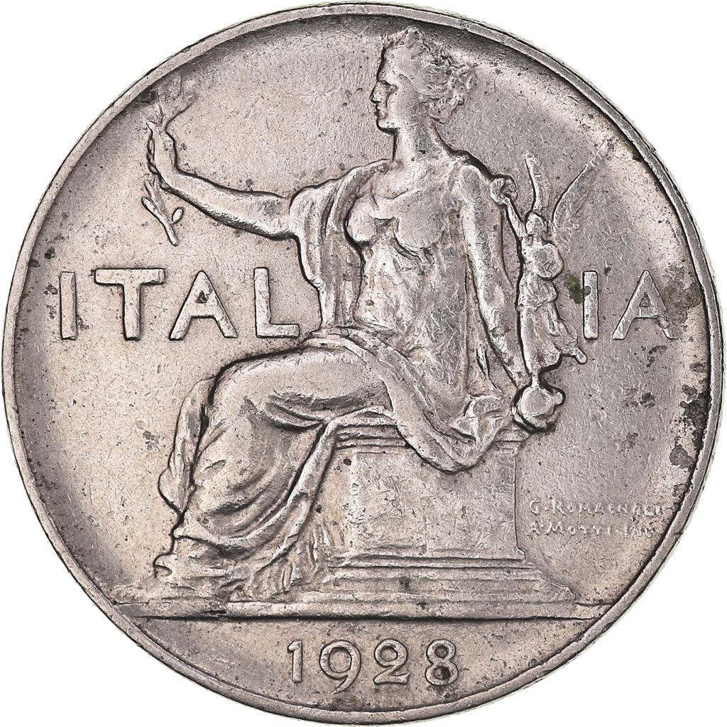 Coin, Italy, Lira, 1928, Rome, EF(40-45), Nickel, KM:62
