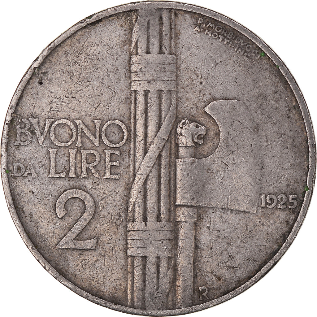 Moneta, Italia, Vittorio Emanuele III, 2 Lire, 1925, Rome, B+, Nichel, KM:63