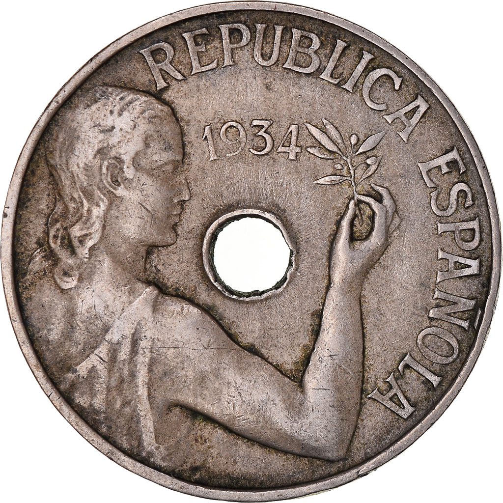 Monnaie, Espagne, 25 Centimos, 1934, TTB, Cupro-nickel, KM:751
