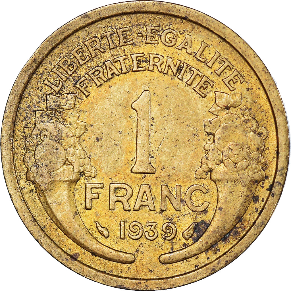 Moneta, Francja, Morlon, Franc, 1939, VF(30-35), Aluminium-Brąz, KM:885
