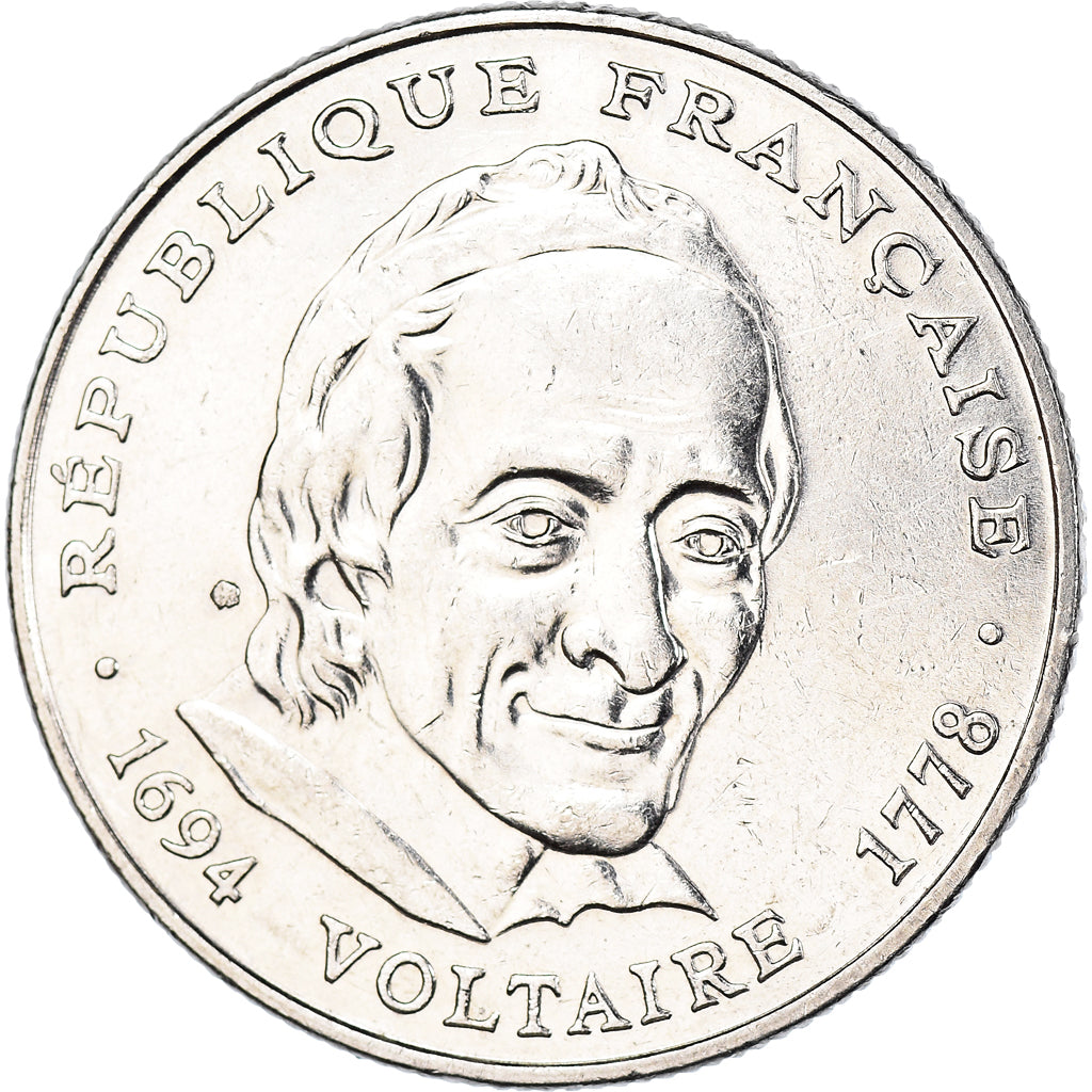 Moneta, Francja, Voltaire, 5 Francs, 1994, Paris, AU(50-53), Nikiel, KM:1063