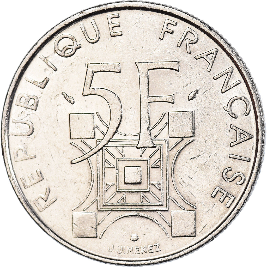 Coin, France, Tour Eiffel, 5 Francs, 1989, Paris, VF(30-35), Nickel, KM:968