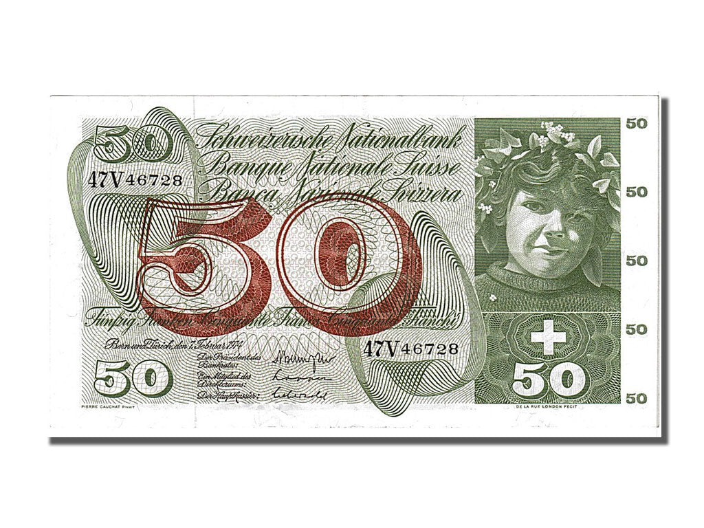 Geldschein, Schweiz, 50 Franken, 1974, 1974-02-07, VZ+