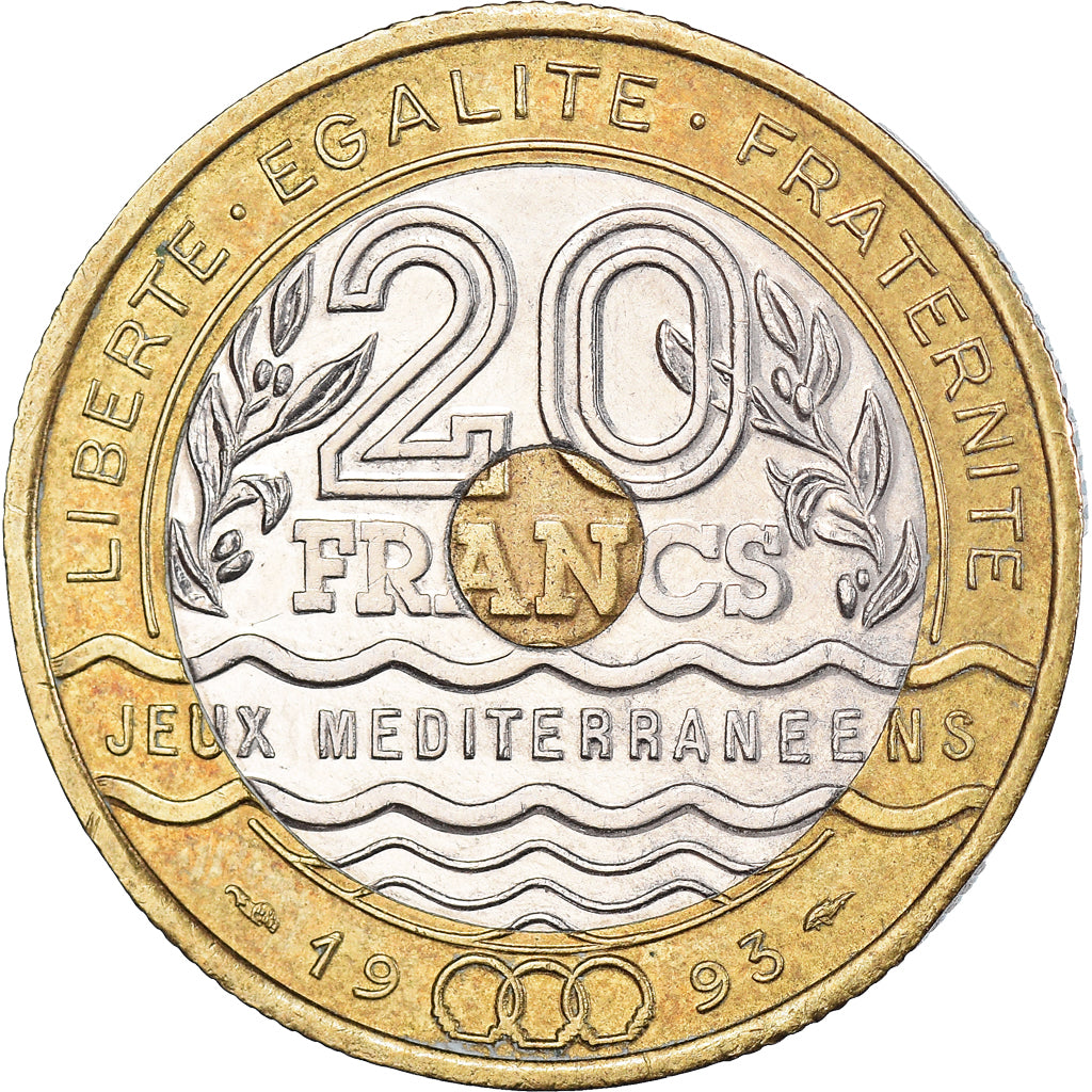 Coin, France, 20 Francs, 1993, EF(40-45), Tri-Metallic, KM:1016, Gadoury:872