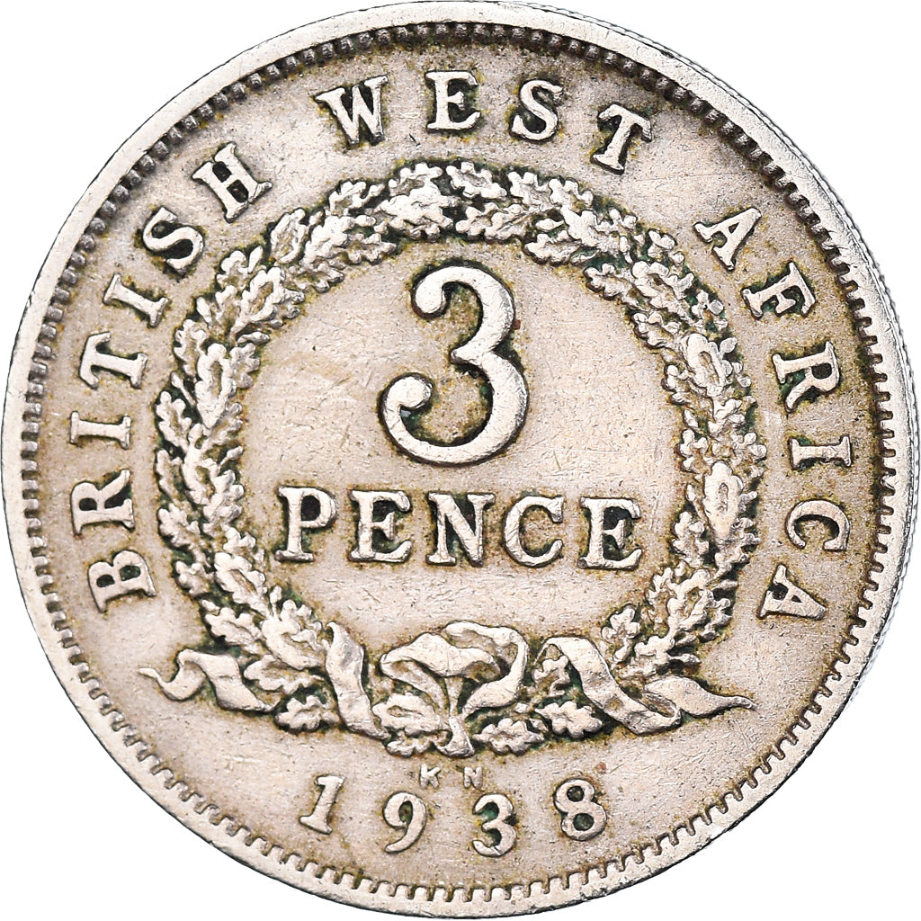 Coin, BRITISH WEST AFRICA, George VI, 3 Pence, 1938, EF(40-45), Copper-nickel
