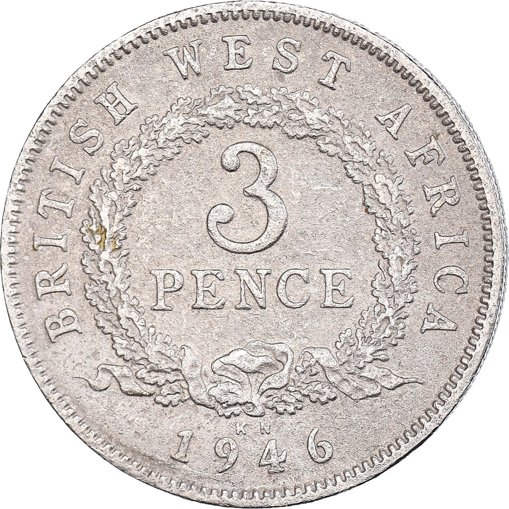Coin, BRITISH WEST AFRICA, George VI, 3 Pence, 1946, VF(30-35), Copper-nickel
