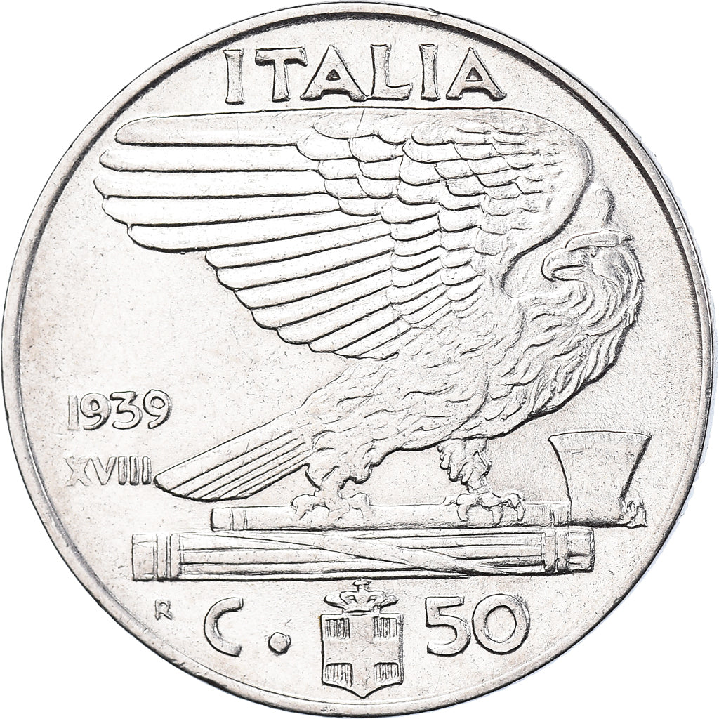 Coin, Italy, Vittorio Emanuele III, 50 Centesimi, 1939, Rome, AU(50-53)