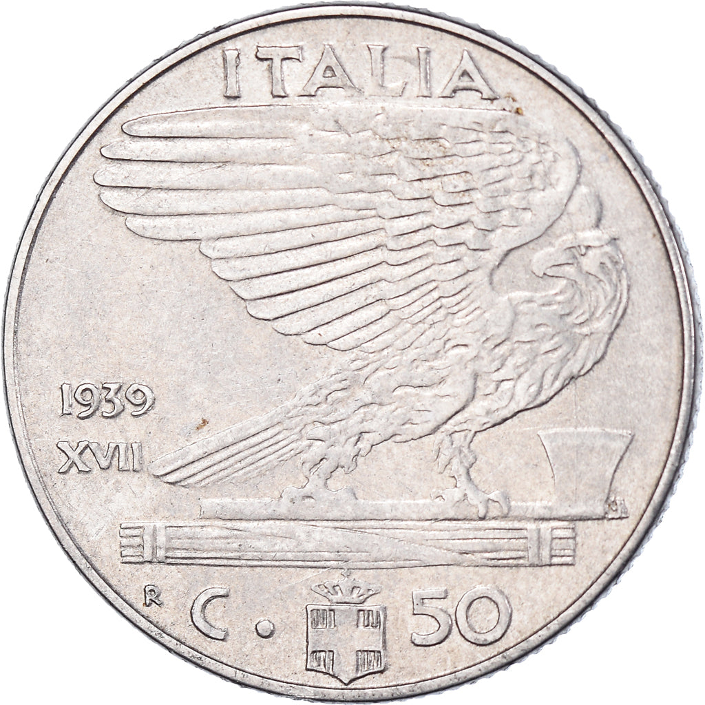 Moeda, Itália, Vittorio Emanuele III, 50 Centesimi, 1939, Rome, VF(30-35), Aço