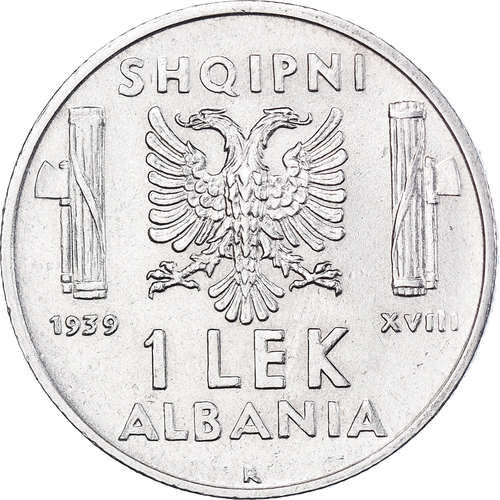 Coin, Albania, Vittorio Emanuele III, Lek, 1939, Rome, EF(40-45), Stainless