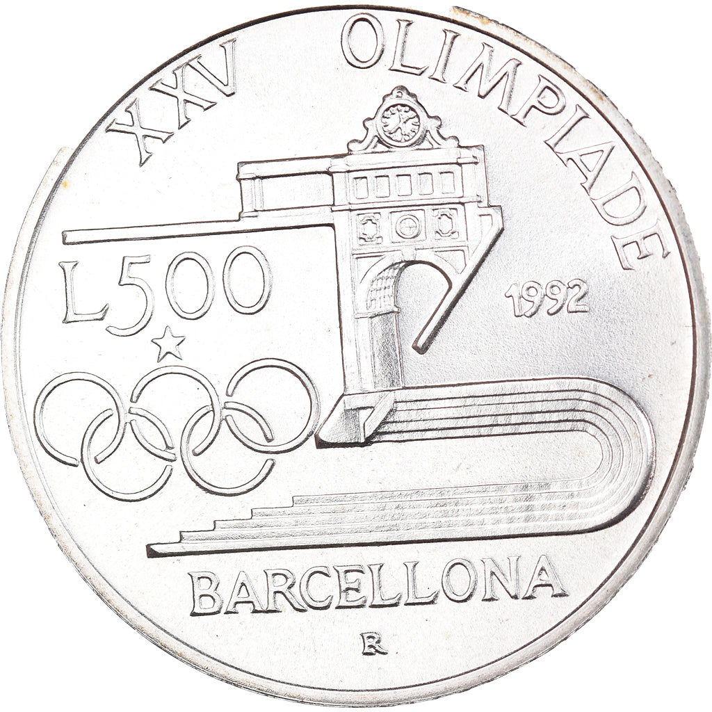Coin, Italy, Summer Olympics 1992, 500 Lire, 1992, Rome, FDC, MS(63), Silver