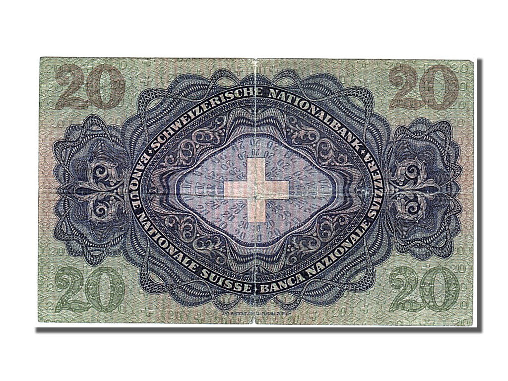 Switzerland, 20 Franken, 1949, KM #39q, 1949-01-20, VF(30-35), 23F