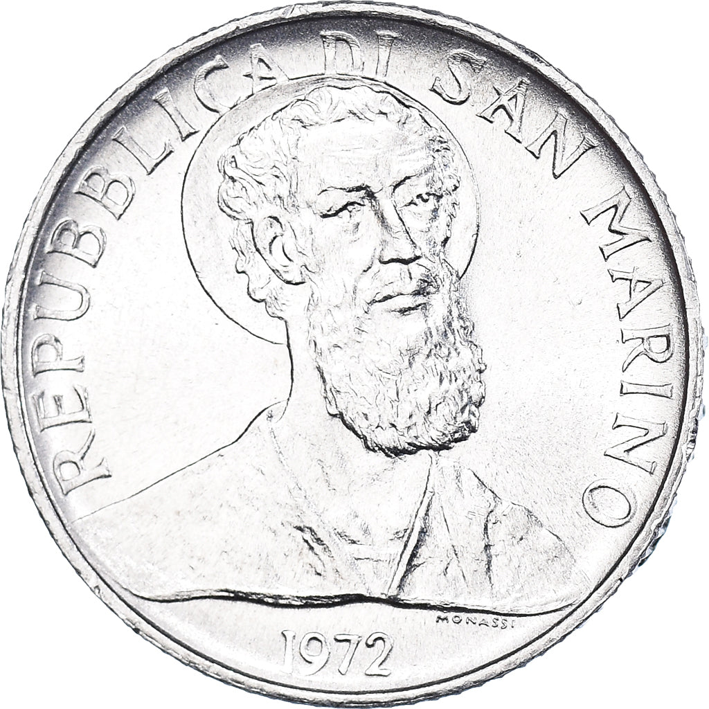 Munten, San Marino, 2 Lire, 1972, Rome, ZF+, Aluminium, KM:15