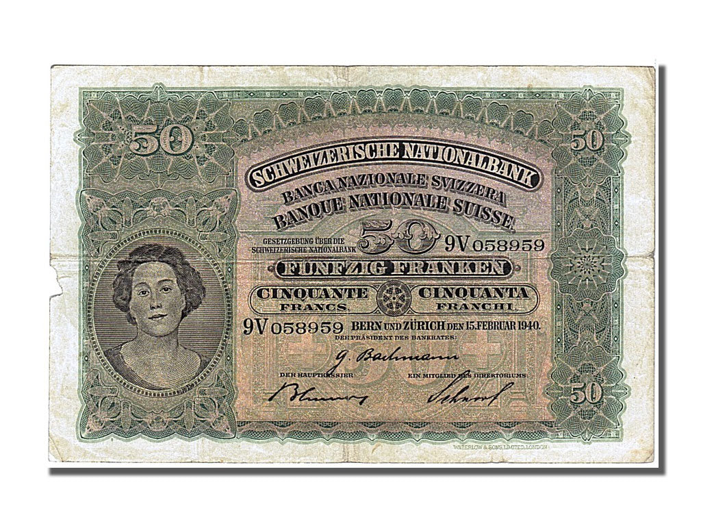 Switzerland, 50 Franken, 1940, KM #34k, 1940-02-15, EF(40-45), 9V
