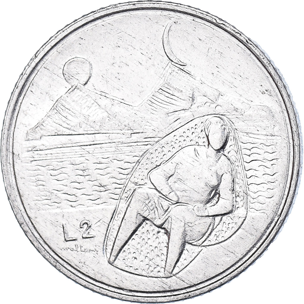 Coin, San Marino, 2 Lire, 1976, EF(40-45), Aluminum, KM:52