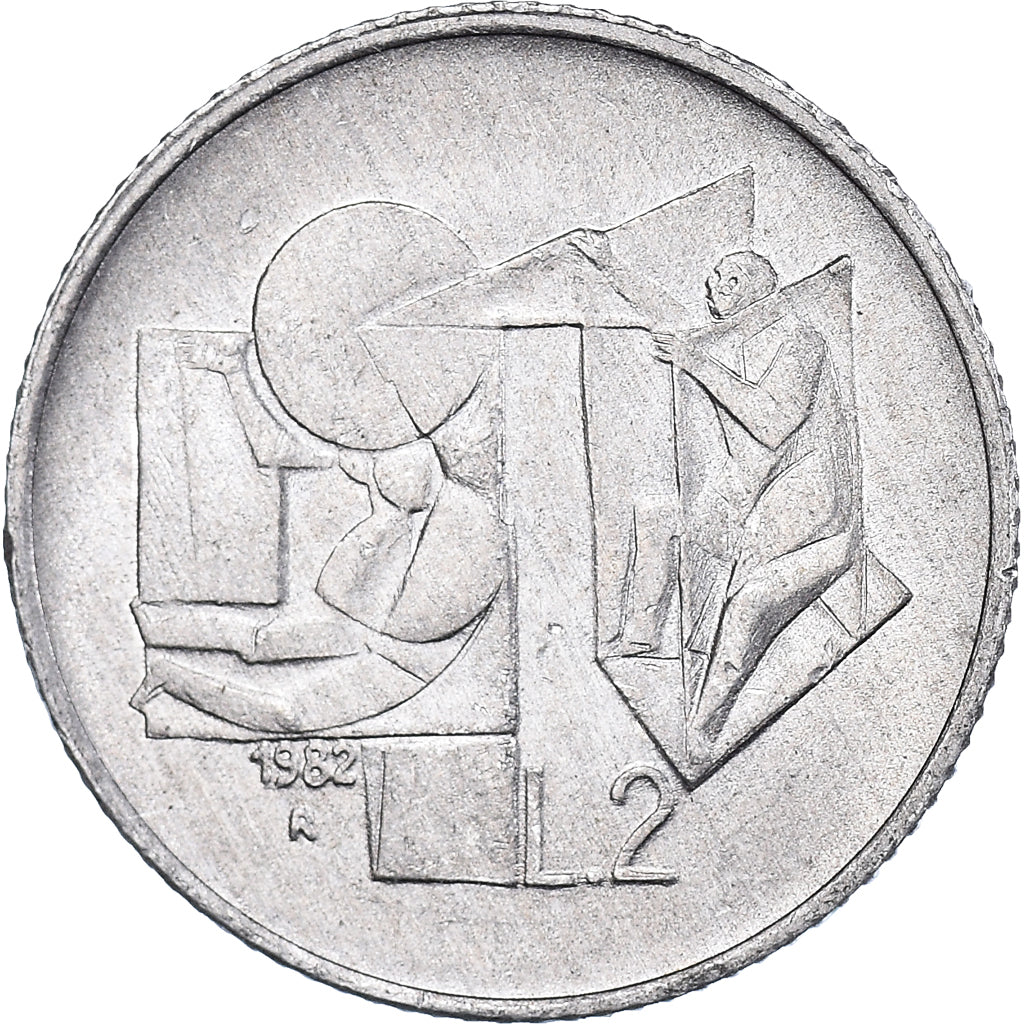 Coin, San Marino, 2 Lire, 1982, Rome, EF(40-45), Aluminum, KM:132