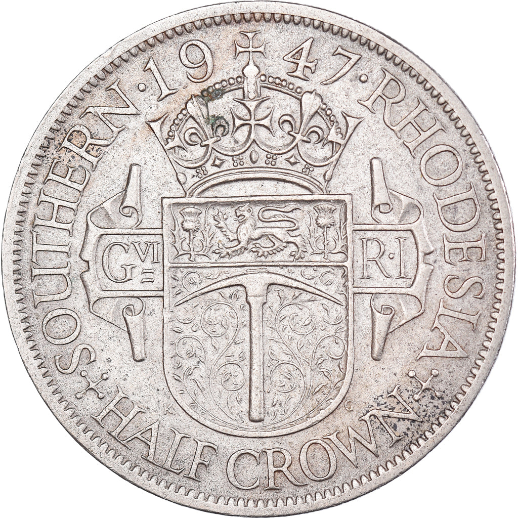 Moneta, Rhodesia del Sud, George VI, 1/2 Crown, 1947, British Royal Mint, BB
