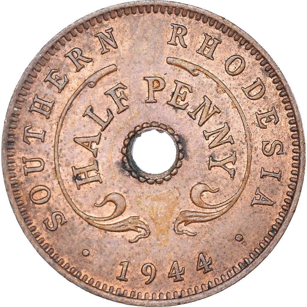 Coin, Southern Rhodesia, George VI, 1/2 Penny, 1944, British Royal Mint