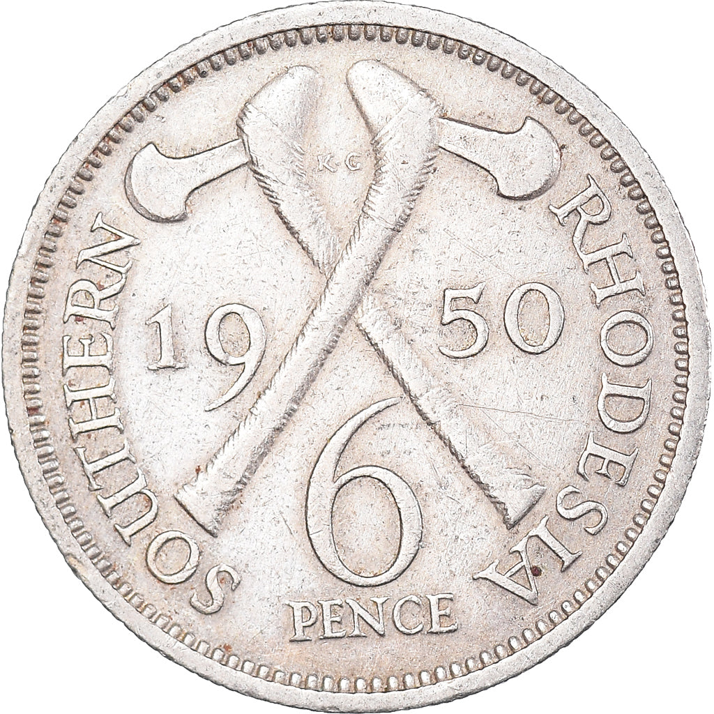 Moneta, Rhodesia del Sud, George VI, 6 Pence, 1950, British Royal Mint, BB