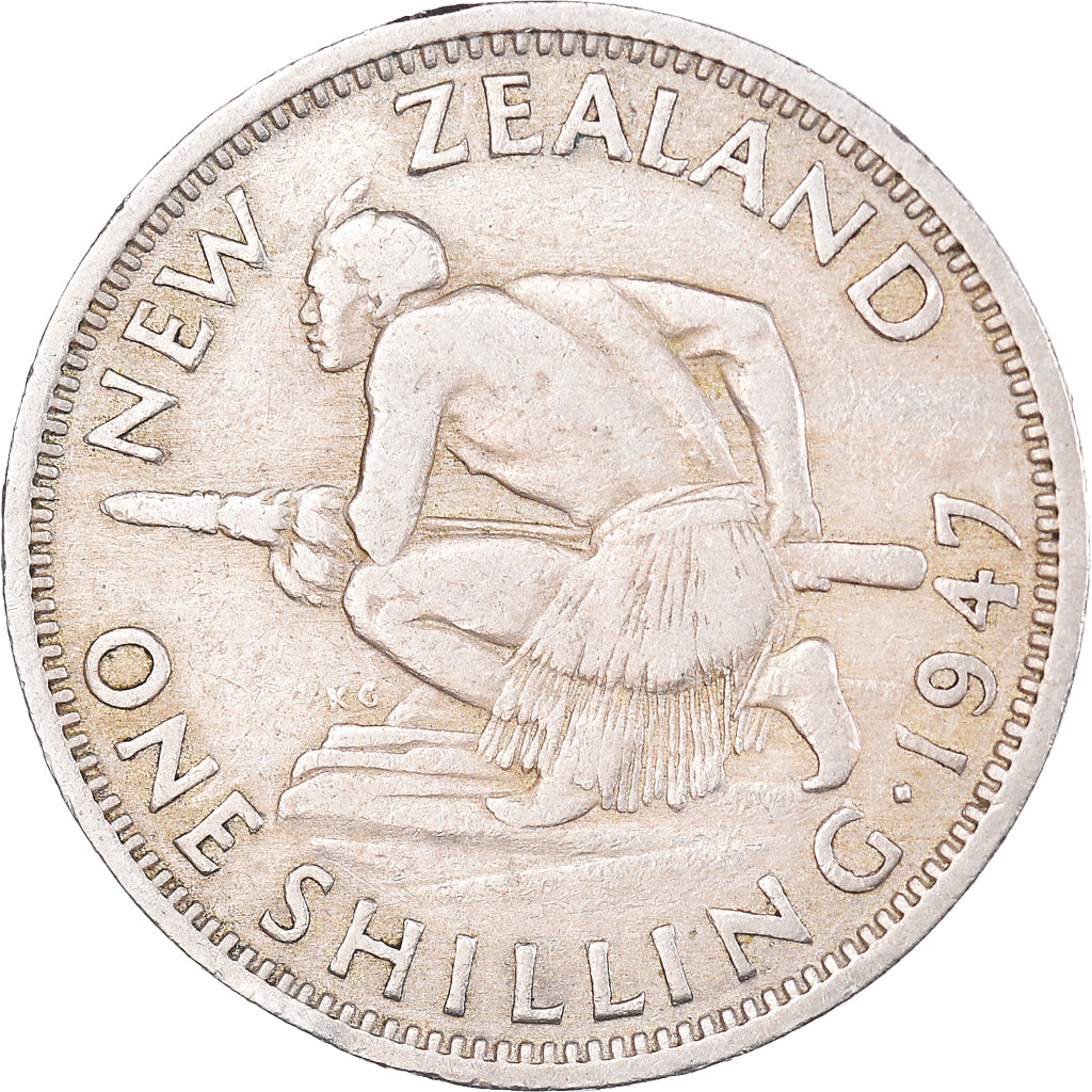 Moeda, Nova Zelândia, George VI, Shilling, 1947, EF(40-45), Cobre-níquel