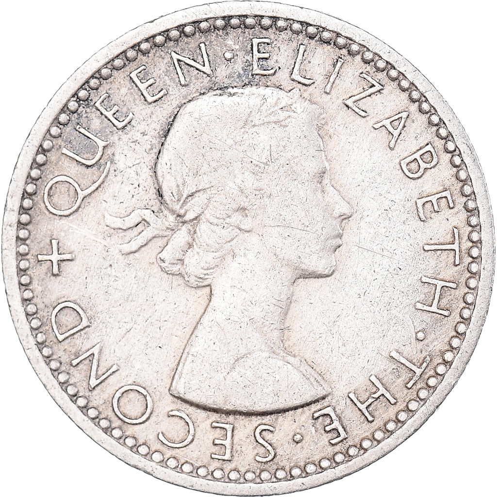 Moeda, Nova Zelândia, Elizabeth II, 6 Pence, 1956, EF(40-45), Cobre-níquel