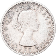 Moeda, Nova Zelândia, Elizabeth II, 6 Pence, 1956, EF(40-45), Cobre-níquel