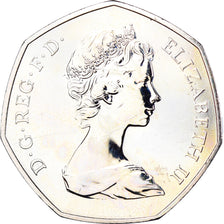 Coin, Great Britain, Elizabeth II, 50 Pence, 1973, AU(55-58), Copper-nickel