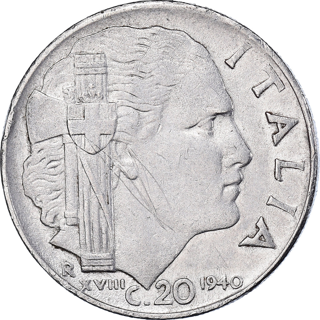Moeda, Itália, Vittorio Emanuele III, 20 Centesimi, 1940, Rome, VF(30-35), Aço