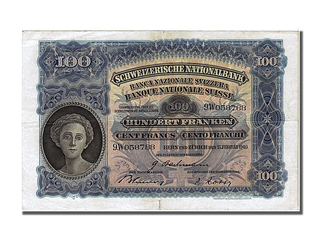 Switzerland, 100 Franken, 1940, KM #35m, 1940-02-15, EF(40-45), 9W