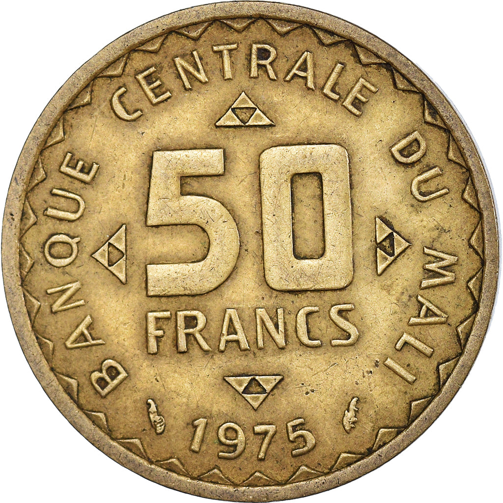 Coin, Mali, 50 Francs, 1975, Paris, EF(40-45), Nickel-brass, KM:9