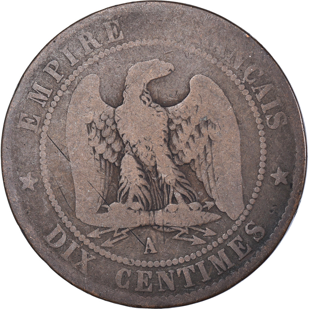 Coin, France, Napoleon III, 10 Centimes, 1855, Paris, VF(20-25), Bronze