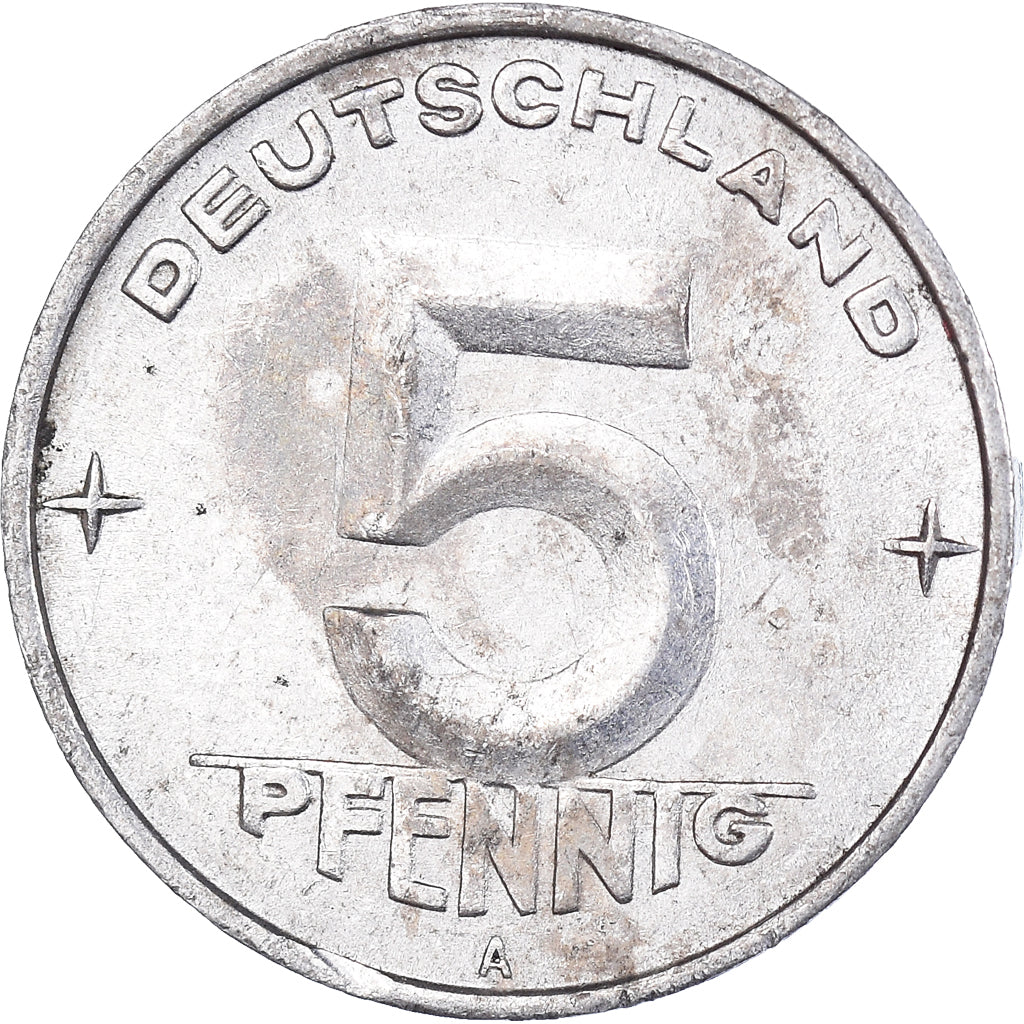 Moneda, REPÚBLICA DEMOCRÁTICA ALEMANA, 5 Pfennig, 1952, Berlin, BC+, Aluminio