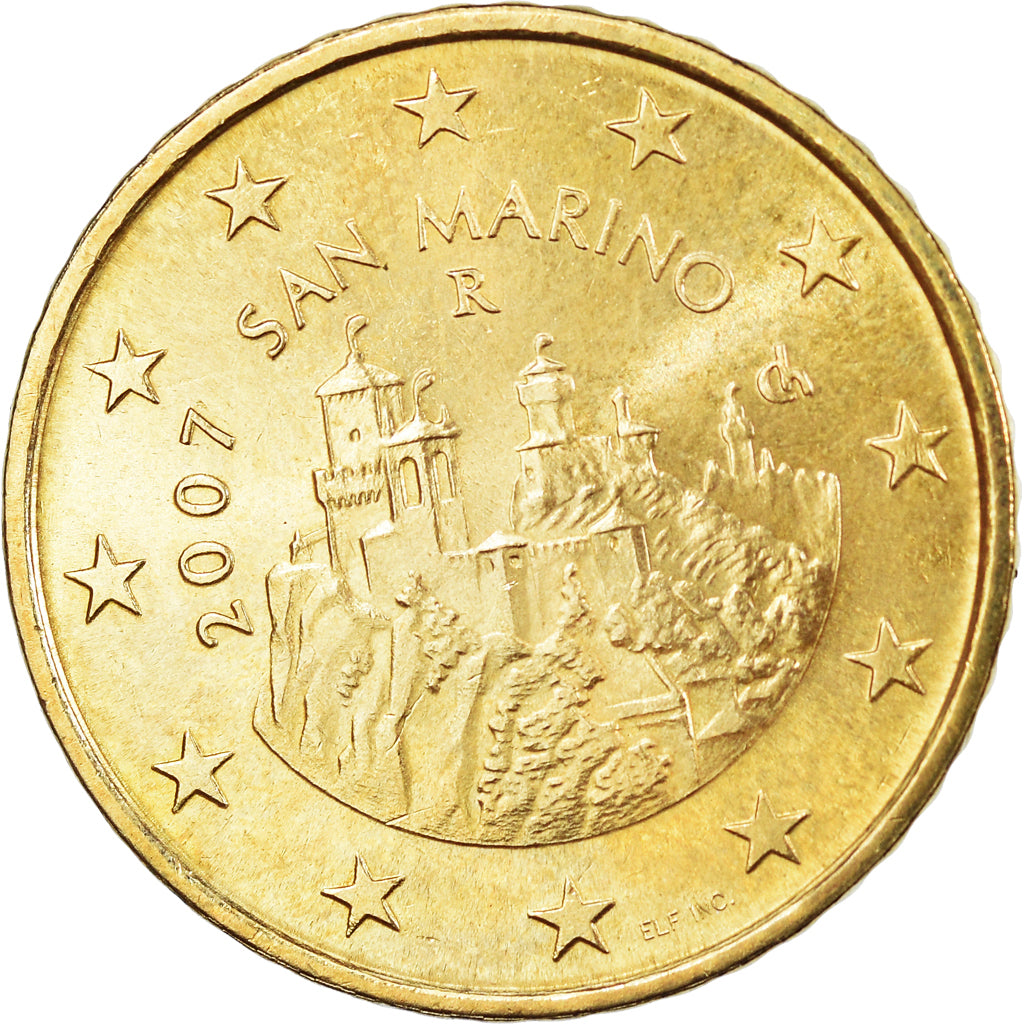San Marino, 50 Euro Cent, 2007, Rome, AU(55-58), Brass, KM:445