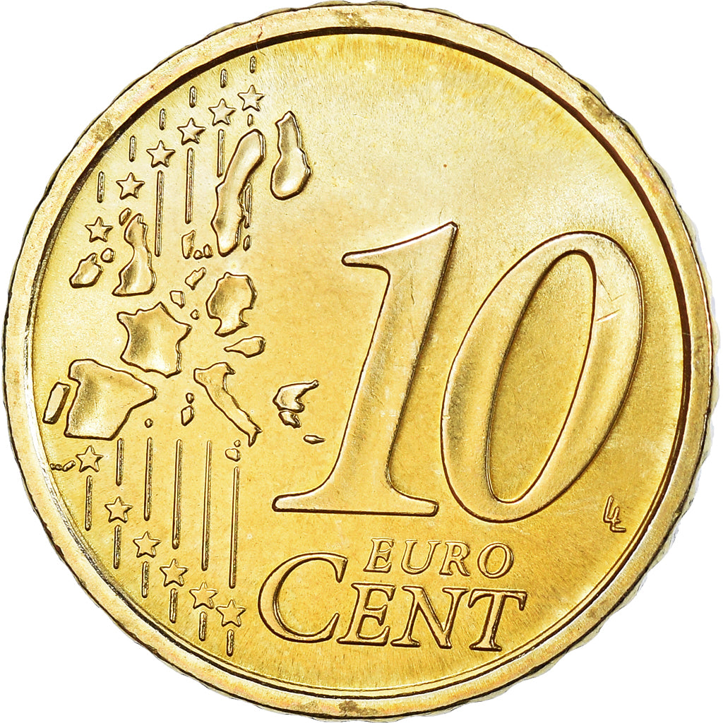 San Marino, 10 Euro Cent, 2007, Rome, MS(63), Brass, KM:443