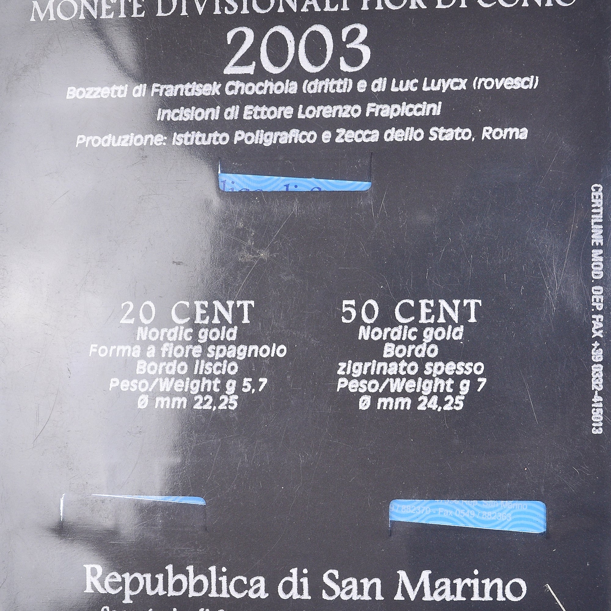 San Marino, Set, 2003, Rome, 20c + 50c, MS(65-70)