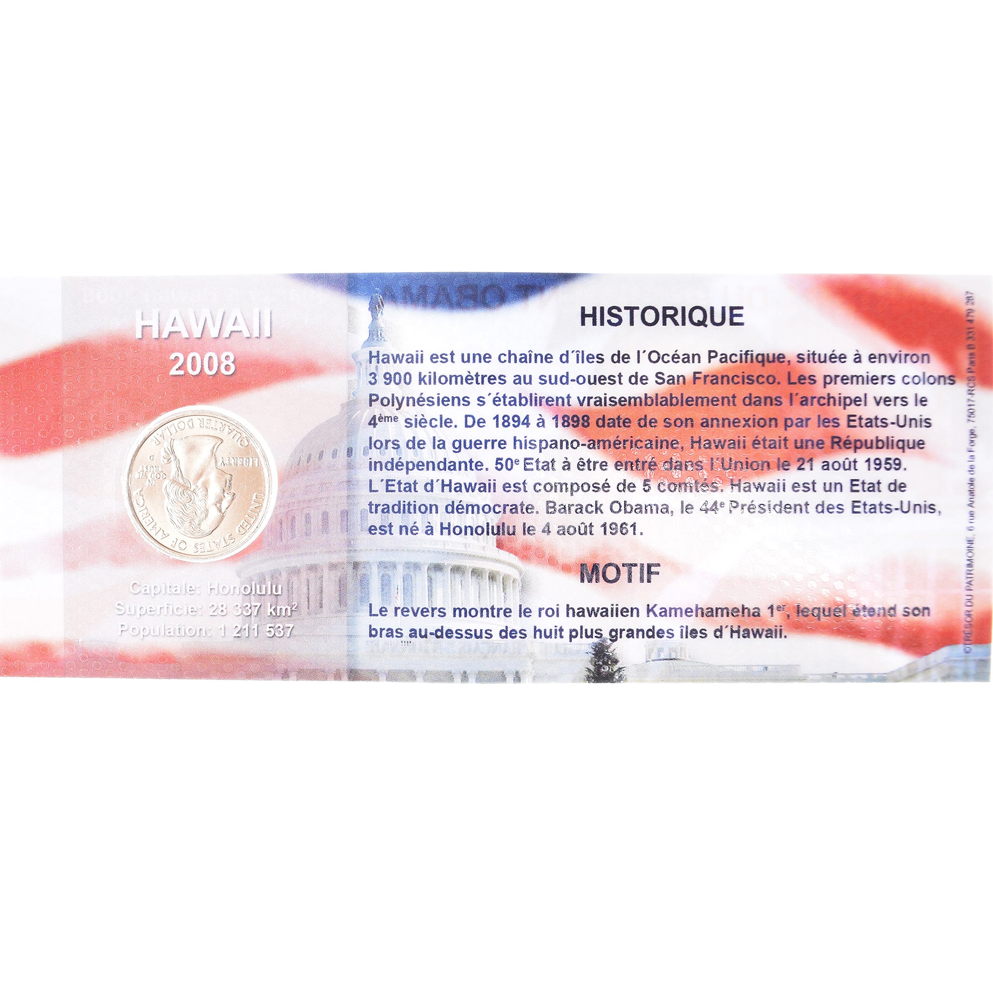 Coin, United States, Hawaii, Quarter, 2008, U.S. Mint, Denver, Président