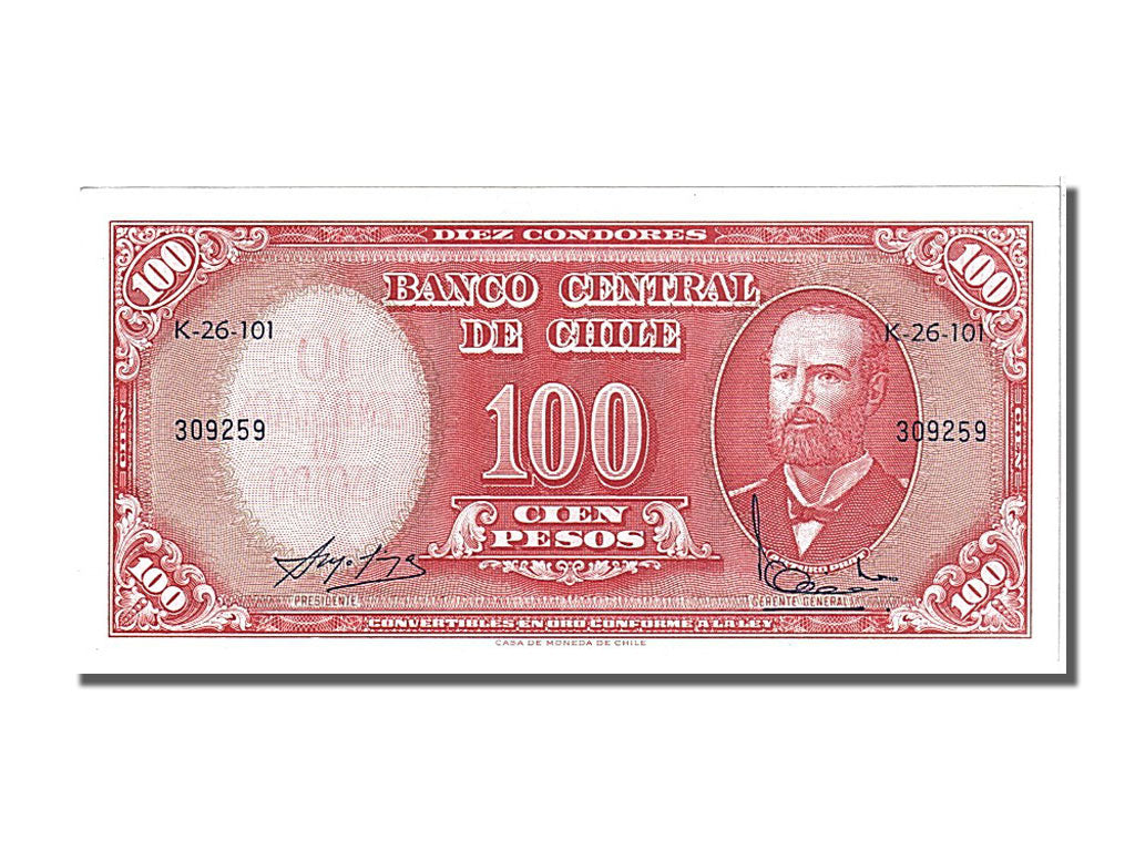 Banconote, Cile, 10 Centesimos on 100 Pesos, 1960, FDS