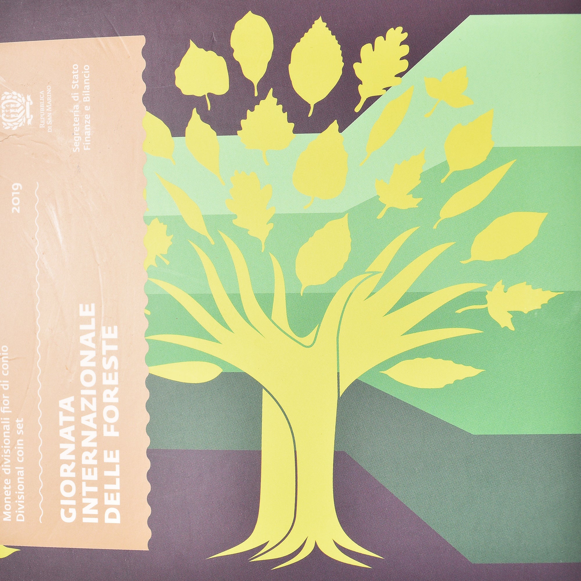 San Marino, Set, 2019, Rome, Journée Mondiale des Forêts Set 9 Monnaies euro